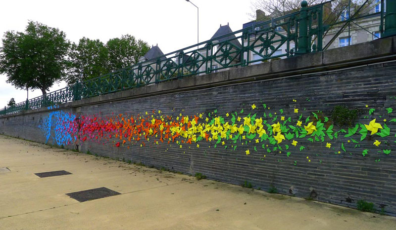 法国街头彩虹折纸艺术装置
