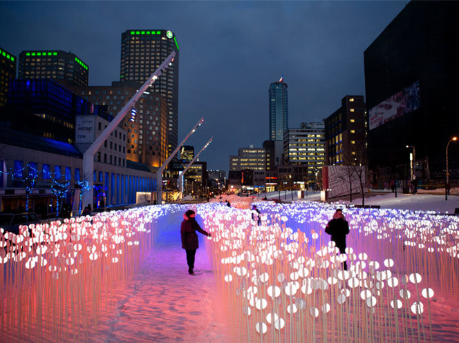加拿大城市麦田灯光装置艺术