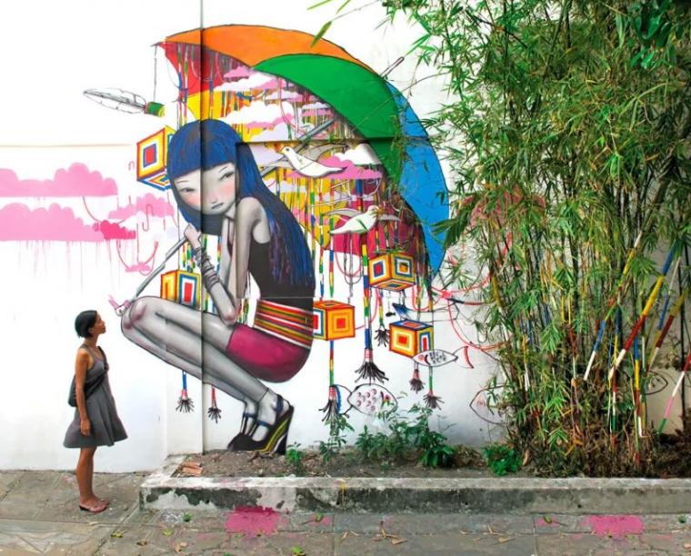 法国街头的艺术涂鸦景观装置