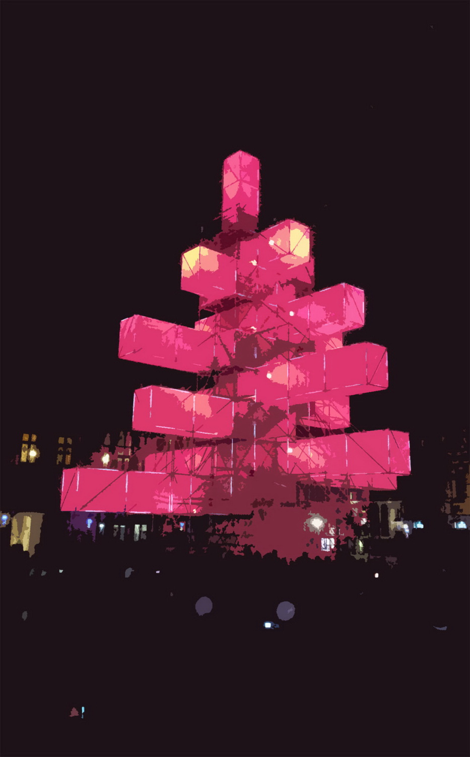 圣诞节灯光圣诞树装置艺术